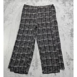 NEW LIV By Habitat Pants Womens XXL Black White Windowpane Linen Blend Ankle
